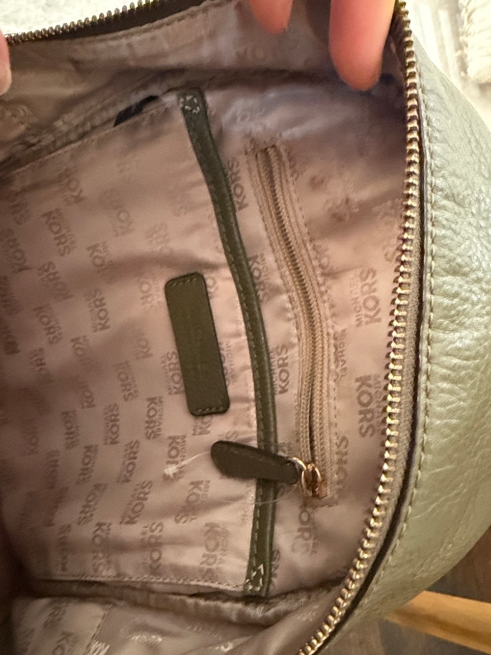 Michael Kors Olive Green Leather Studded Backpack - Picture 6 of 11